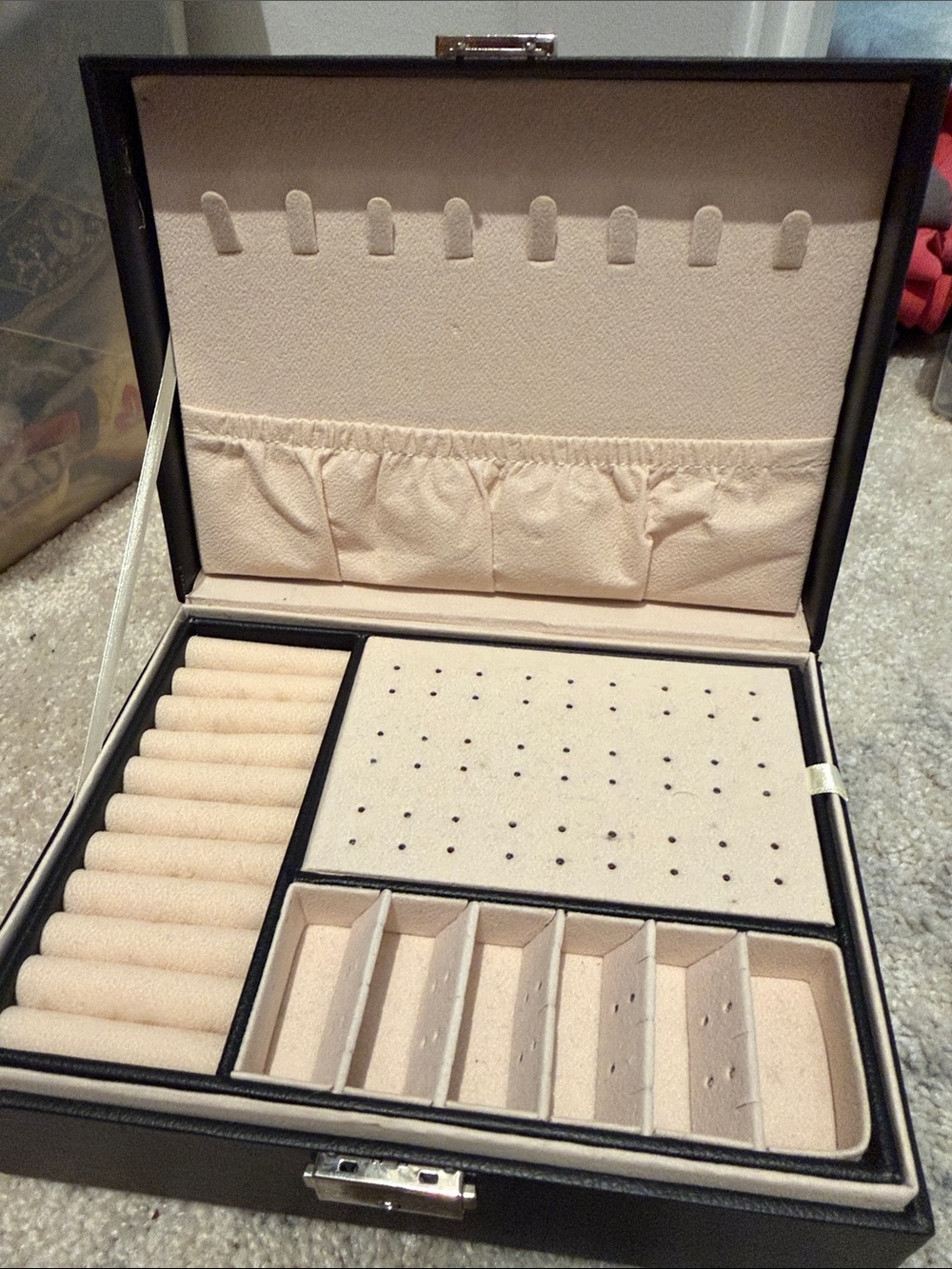 Beige Jewelry Organizer Box with Lock